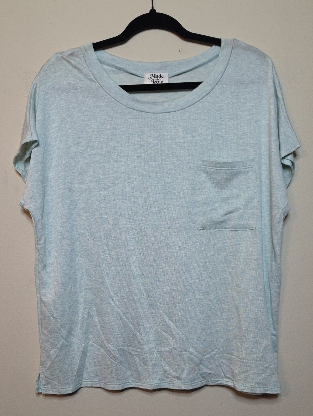 Made With Love Mint Green Pocket T‑Shirt